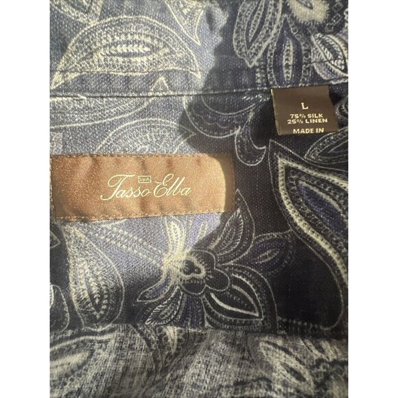 Tasso Elba Mens Floral Navy Lightweight Summer Shirt size L - Picture 6 of 10